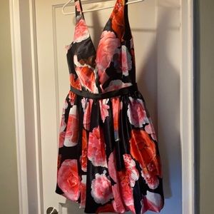 High waist, full skirt, mini cocktail dress